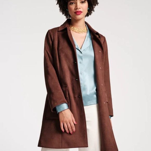 Frances Valentine Microsuede Brown Barn Coat - Picture 1 of 7